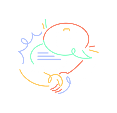 Ilustración lineal multicolor de un apretón de manos.