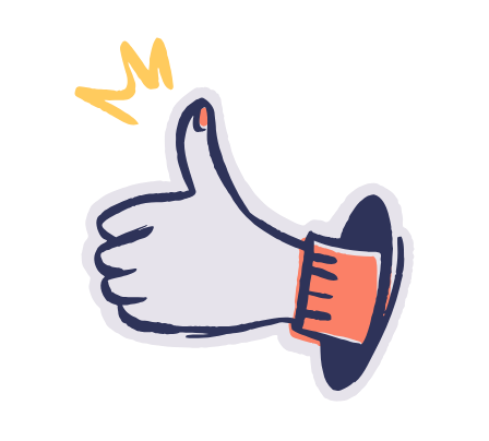 Ilustración de una mano haciendo seña de "Está todo bien"