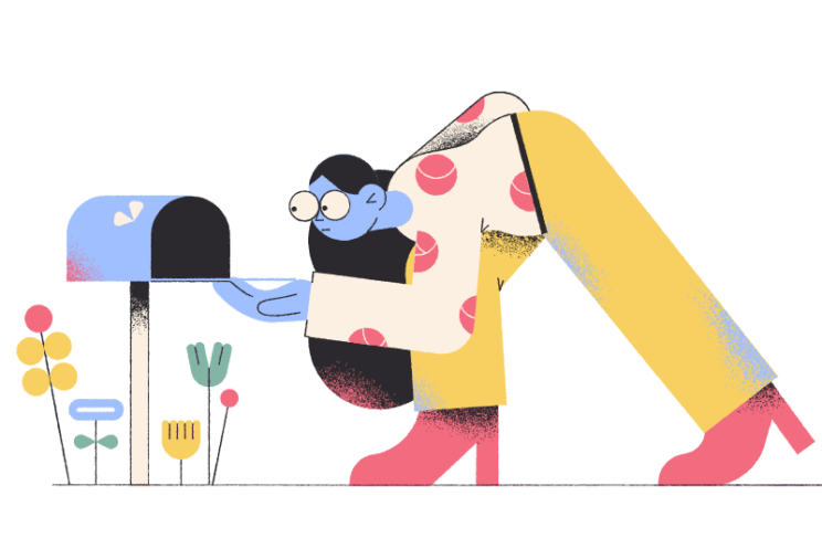 Ilustración de una persona mirando dentro de un buzón.